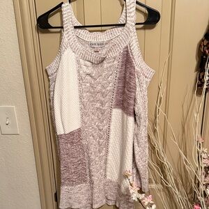 Knox Rose Patchwork Knit Tank in Cream and Purple